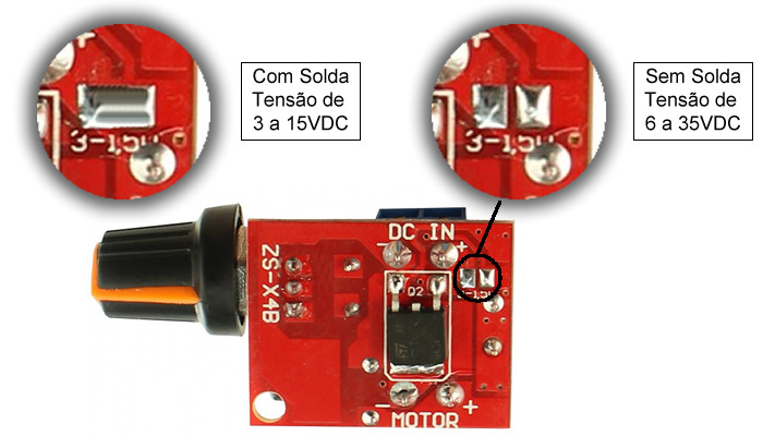 Tensão do Controlador PWM para Velocidade de Motores 3 a 35V 5A ZS-X4B - [1030437]