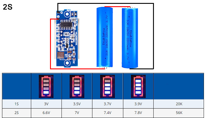 Conexão Indicador de Bateria 2S 6.6V a 8.4V - [1030613]