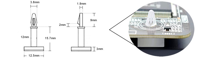 Medidas Suporte Espaçador Plástico 15mm com Fita 3M para PCI - [1030615]