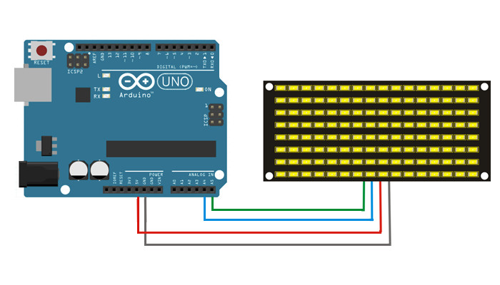 Conexão Matriz de LED 8x16 Azul I2C 128 Leds com Arduino - [1030631]
