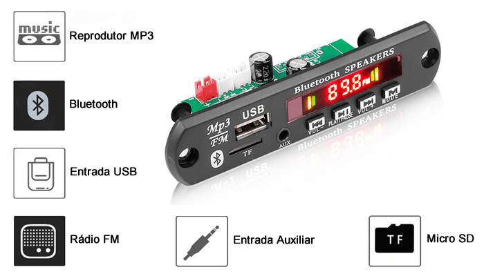 Características Placa Amplificada Bluetooth 5.0 JX-B19 - [1030718]