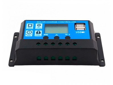 Controlador de Carga Solar 10A PWM 12V/24V com 2 portas USB 158-A - Imagem 3