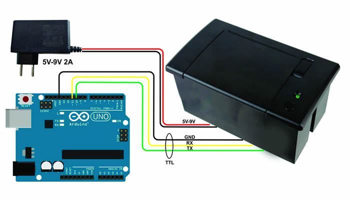 Conexão Mini Impressora Térmica para Arduino e Raspberry Pi + Rolo Papel Térmico 57mm + Cabos - [1030883]