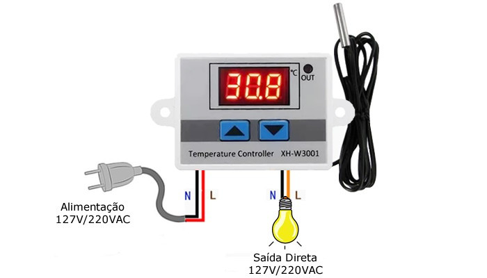 Termostato Digital W3001 -55°C a 110°C com NTC e Relé - 1500W 110V/220VAC - [1030955]