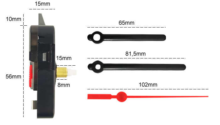 Medidas Máquina para Relógio de Parede Quartzo DIY Universal - [1031053]