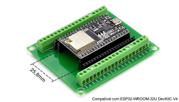 Expansor com Borne para ESP32-WROOM-32U DevKitC V4 - [1031128]