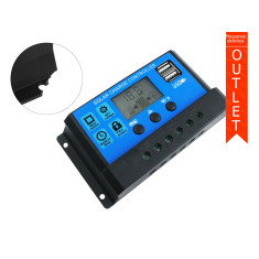 Controlador de Carga Solar 10A PWM 12V/24V com 2 portas USB 158-A - OUTLET