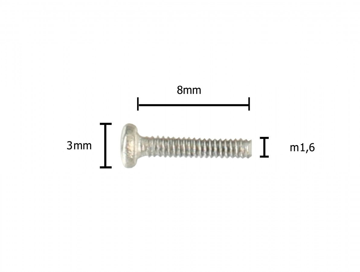 Mini Parafuso M1.6 x 8mm Metálico - Kit com 10 unidades - Usinainfo