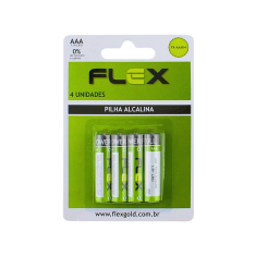 Pilha Alcalina AAA 1,5V Flex - Kit com 4 unidades