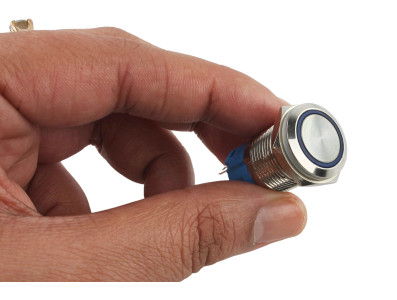 Pulsador Push Button 16mm em Alum&Atilde;&shy;nio com LED Azul -com trava - Imagem 5