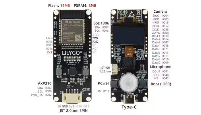 T-CAMERA ESP32- S3 -WROOM-1 com Display, Sensor PIR + Camera - [1032773]