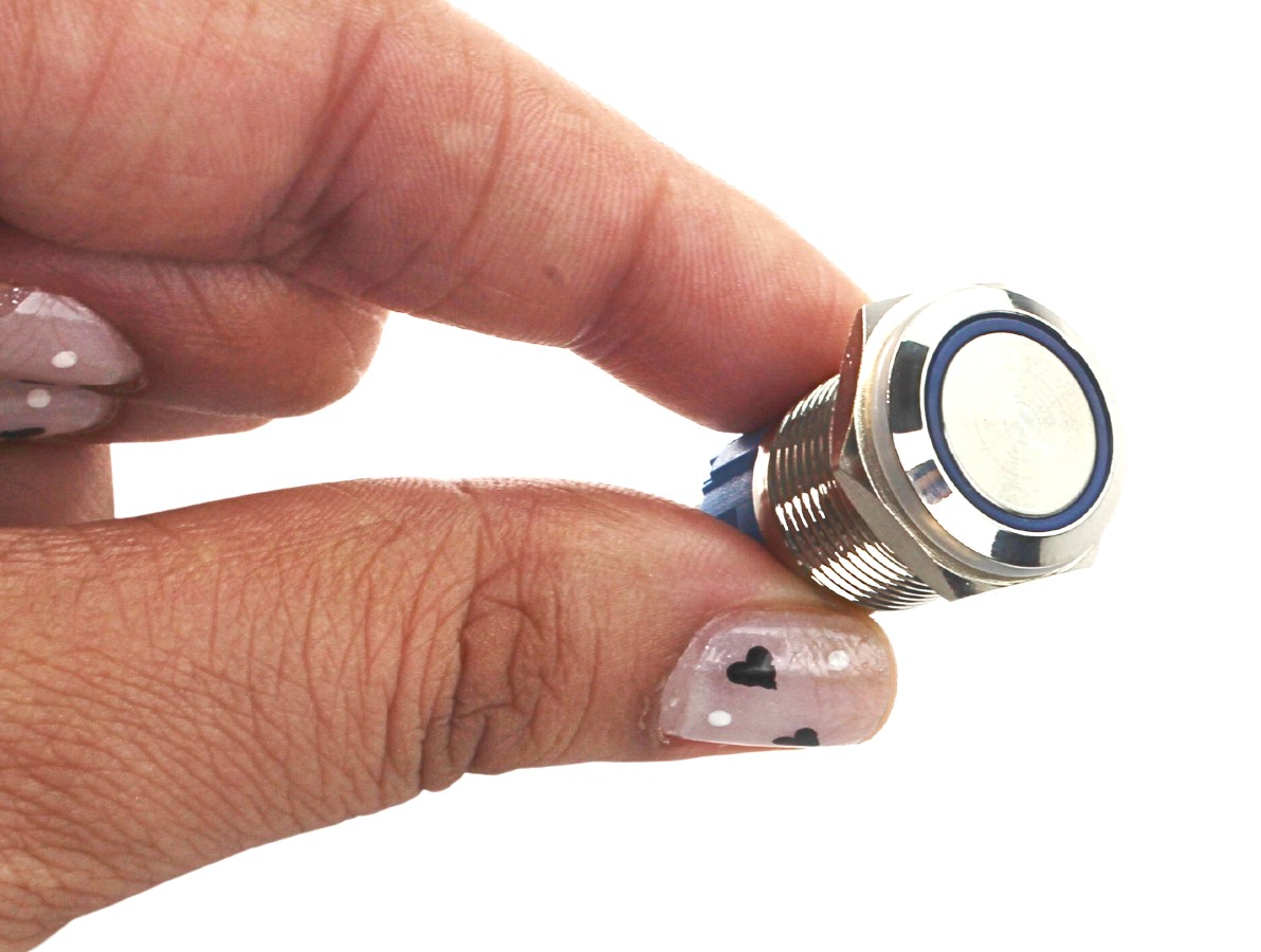 Pulsador Push Button em Alumínio com Iluminação em LED Azul - Impermeável - Imagem 4