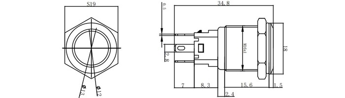 Interruptor com Travamento 16mm em Aço Inox Impermeável MD151