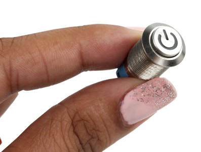 Interruptor Pulsador 12mm com Trava LED Azul 12-24VDC em A&ccedil;o Inox Imperme&aacute;vel com S&iacute;mbolo MC144 - Imagem 4