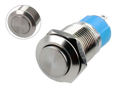 Interruptor Pulsador 12mm com Trava em A&ccedil;o Inox Imperme&aacute;vel MD147 - Imagem 1