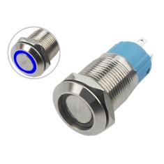 Interruptor com Travamento 12mm LED Azul 3-6VDC em Aço Inox Impermeável MC064