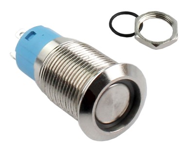 Interruptor Pulsador 12mm com Trava LED Azul 3-6VDC em A&ccedil;o Inox Imperme&aacute;vel MC064 - Imagem 3