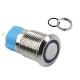 Interruptor Pulsador 12mm com Trava LED Azul 12-24VDC em A&ccedil;o Inox Imperme&aacute;vel 3A214 - Thumb 3
