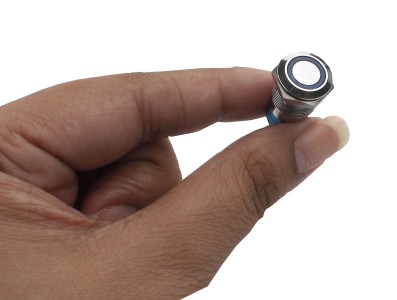 Interruptor Pulsador 12mm com Trava LED Azul 12-24VDC em A&ccedil;o Inox Imperme&aacute;vel 3A214 - Imagem 4