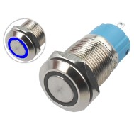 Pulsador 12mm LED Azul 3-6V Inox Imperme&aacute;vel - MC074