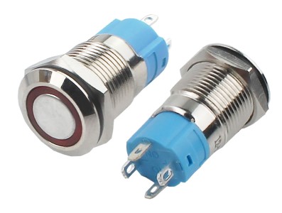 Interruptor Pulsador 12mm com Trava LED Vermelho 12-24VDC em A&ccedil;o Inox Imperme&aacute;vel 3A215 - Imagem 2