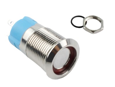 Interruptor Pulsador 12mm com Trava LED Vermelho 12-24VDC em A&ccedil;o Inox Imperme&aacute;vel 3A215 - Imagem 3
