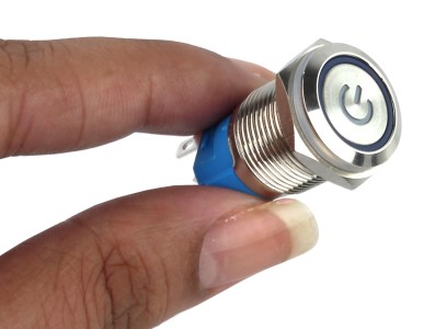 Interruptor Pulsador 16mm LED Azul 3-6VDC em A&ccedil;o Inox Imperme&aacute;vel com S&iacute;mbolo MC234 - Imagem 4