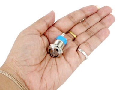 Interruptor Pulsador 16mm LED Azul 3-6VDC em A&ccedil;o Inox Imperme&aacute;vel com S&iacute;mbolo MC234 - Imagem 5