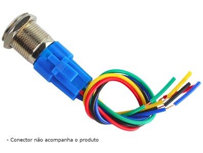 Interruptor Pulsador 16mm LED Azul 3-6VDC em A&ccedil;o Inox Imperme&aacute;vel com S&iacute;mbolo MC234 - Imagem 6