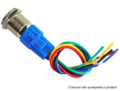 Interruptor Pulsador 16mm com LED Vermelho 12-24V com S&iacute;mbolo Power em A&ccedil;o Inox Imperme&aacute;vel - Imagem 6