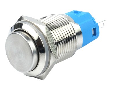 Pulsador Push Button NA 16mm em A&ccedil;o Inox com Pinos - Imperme&aacute;vel - Imagem 1