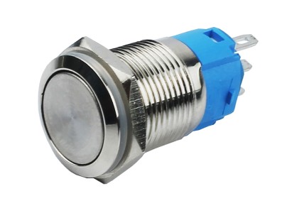 Pulsador Push Button NA Reto 16mm em A&ccedil;o Inox com Pinos - Imperme&aacute;vel - Imagem 1