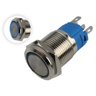 Interruptor com Travamento 16mm LED Azul 3-6VDC em Aço Inox Impermeável MC284