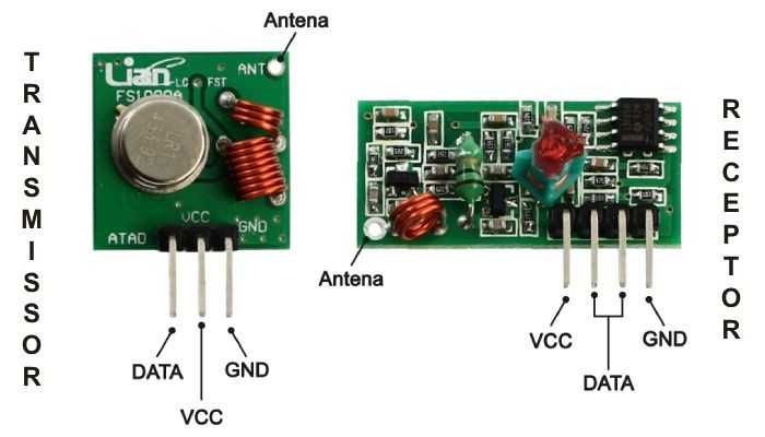 Conexoções transmissor e receptor RF 433Mhz - [1033441]