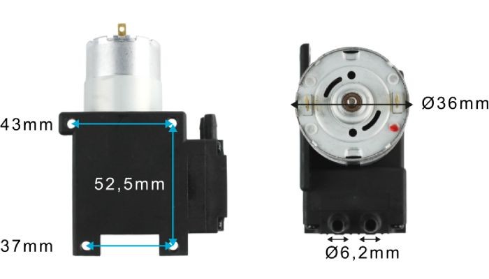 Dimensões Mini Bomba de Ar e Vácuo BVU555 - [1033530]