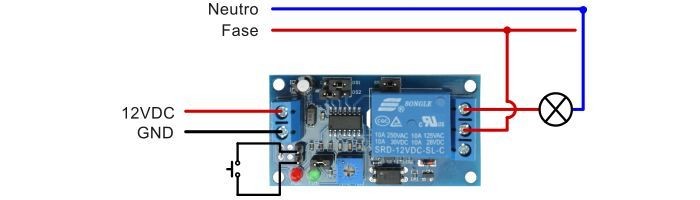 	Esquema ligação lâmpada com temporizador utilizando Módulo FC-32B - [1033715]