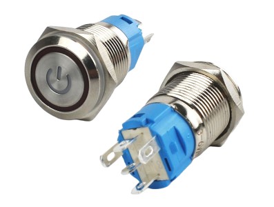 Interruptor com Travamento 16mm LED Vermelho 3-6VDC em A&ccedil;o Inox Imperme&aacute;vel com S&iacute;mbolo MC221 - Imagem 2