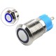 Interruptor Pulsador 12mm com Trava LED Azul 12-24VDC em A&ccedil;o Inox Imperme&aacute;vel 3A214 - Thumb 1
