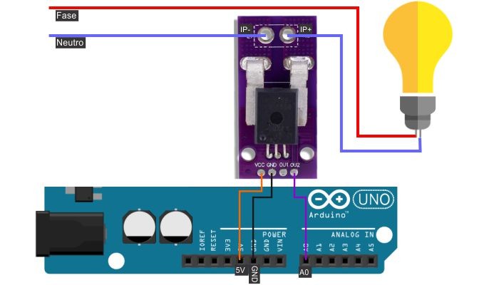 Ligações sensor de corrente ACS758 com Arduino - [1034076]