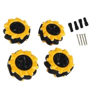 Kit 4 Rodas Omnidirecional Mecanum 80MM Amarela  com Adaptador