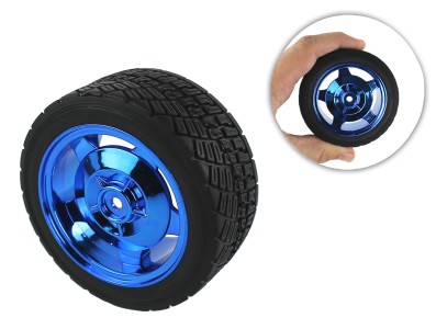 Roda 85x35mm Azul Pneu de Borracha para Carrinho robótico - ND029 - Imagem 1