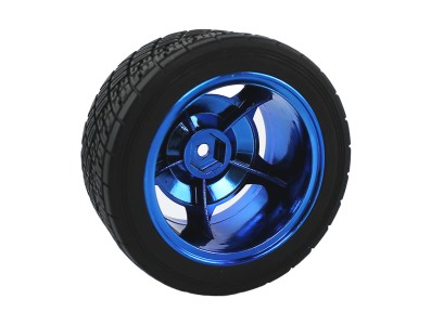 Roda 85x35mm Azul Pneu de Borracha para Carrinho robótico - ND029 - Imagem 2