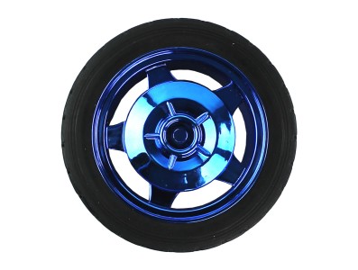 Roda 85x35mm Azul Pneu de Borracha para Carrinho robótico - ND029 - Imagem 3