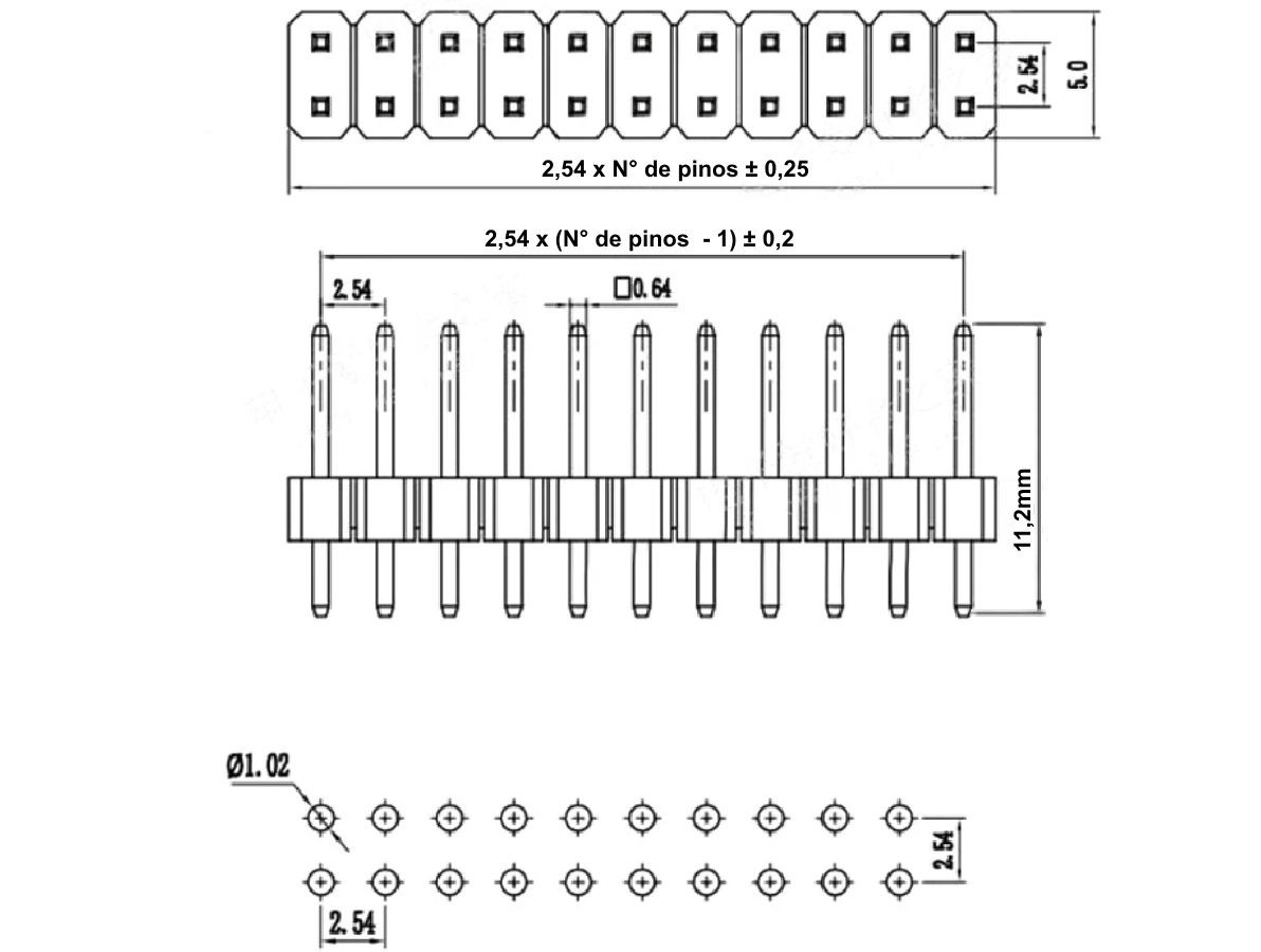 Dimensões Barra de Pinos 2x40x20 - [1034423]