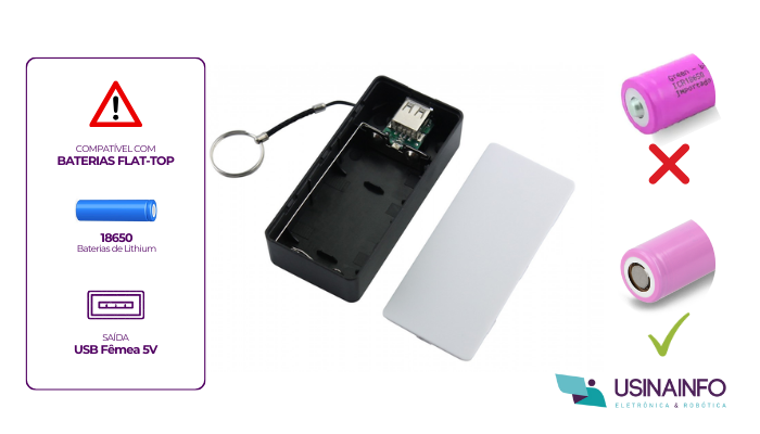 Carregador Portatil Power Bank 18650 Flat-top Duplo - OUTLET