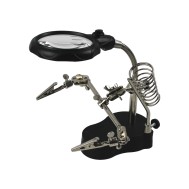 Lupa Pequena com Suporte Terceira M&atilde;o e Ilumina&ccedil;&atilde;o LED e Aumentos 3.5x/12x - MG16126-A
