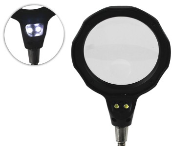 Lupa pequena com Suporte Terceira M&atilde;o e Ilumina&ccedil;&atilde;o LED aumento 3.5x e 12x - Imagem 3