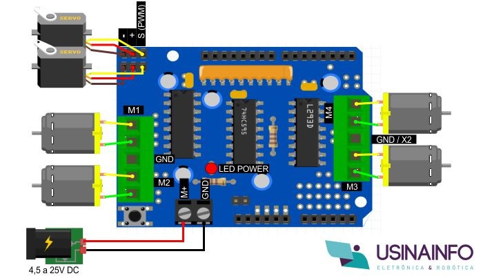 Pinout / Conexões Shield Ponte H  L293D - [1035670]