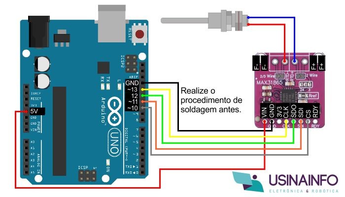 Ligação Sensor PT100 2 Fios com Amplificador MAX31865 e Arduino - [1035688]