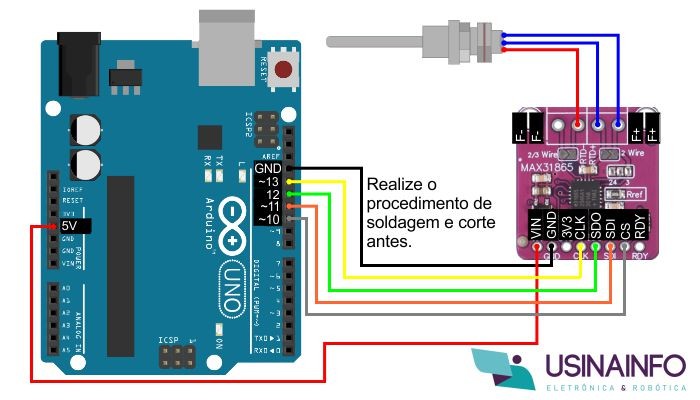 Ligação Sensor PT100 3 Fios com Amplificador MAX31865 e Arduino - [1035689]